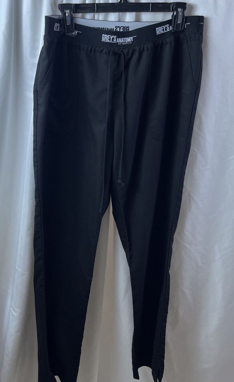 Greys Anatomy By Barco Unisex Aubrey 3 Pocket Scrub Black Pants Size LT Active